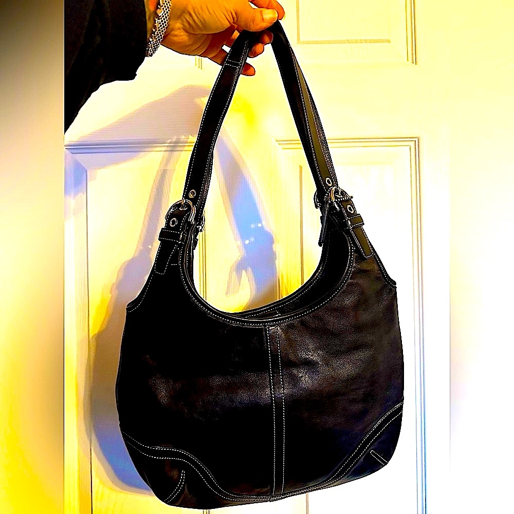 COACH Vintage Genuine Leather Bag Y2K Retro Purse Like New Handbag Black - Picture 11 of 13